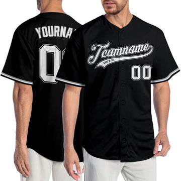 Custom Black White-Gray Authentic Baseball Jersey