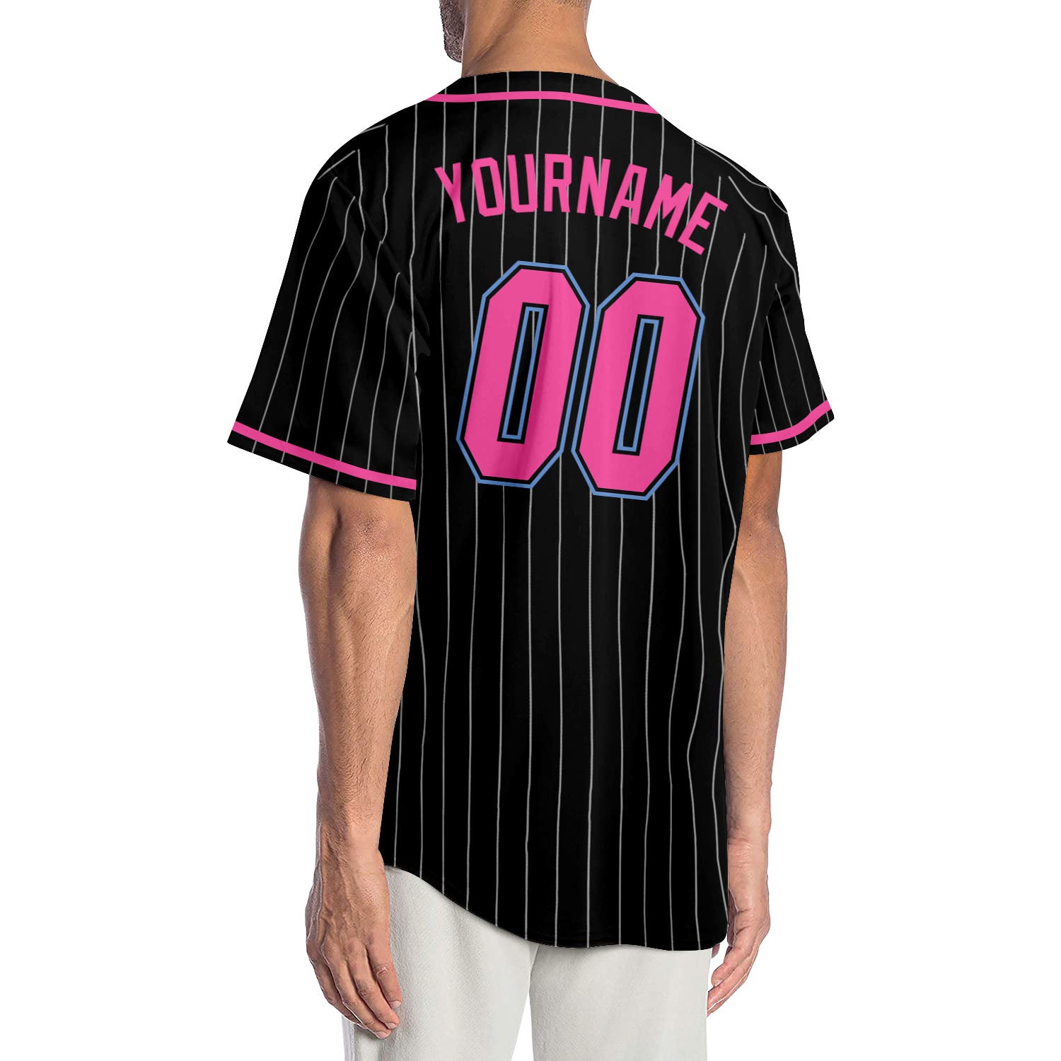 Custom Black White-Pink Graffiti Pattern Authentic Baseball Jersey