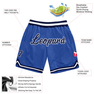 Custom Blue Navy-White Authentic Throwback Basketball Shorts