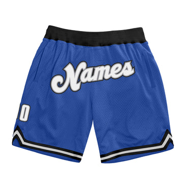 Custom Blue White-Black Authentic Throwback Basketball Shorts