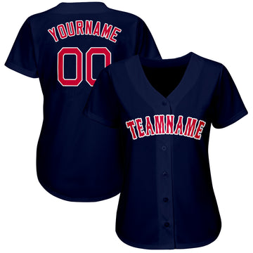 Custom Navy Red-White Baseball Jersey - Jersey