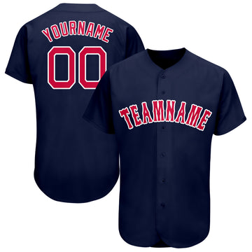 Custom Navy Red-White Baseball Jersey - Jersey