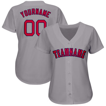 Custom Gray Red-Navy Baseball Jersey - Jersey