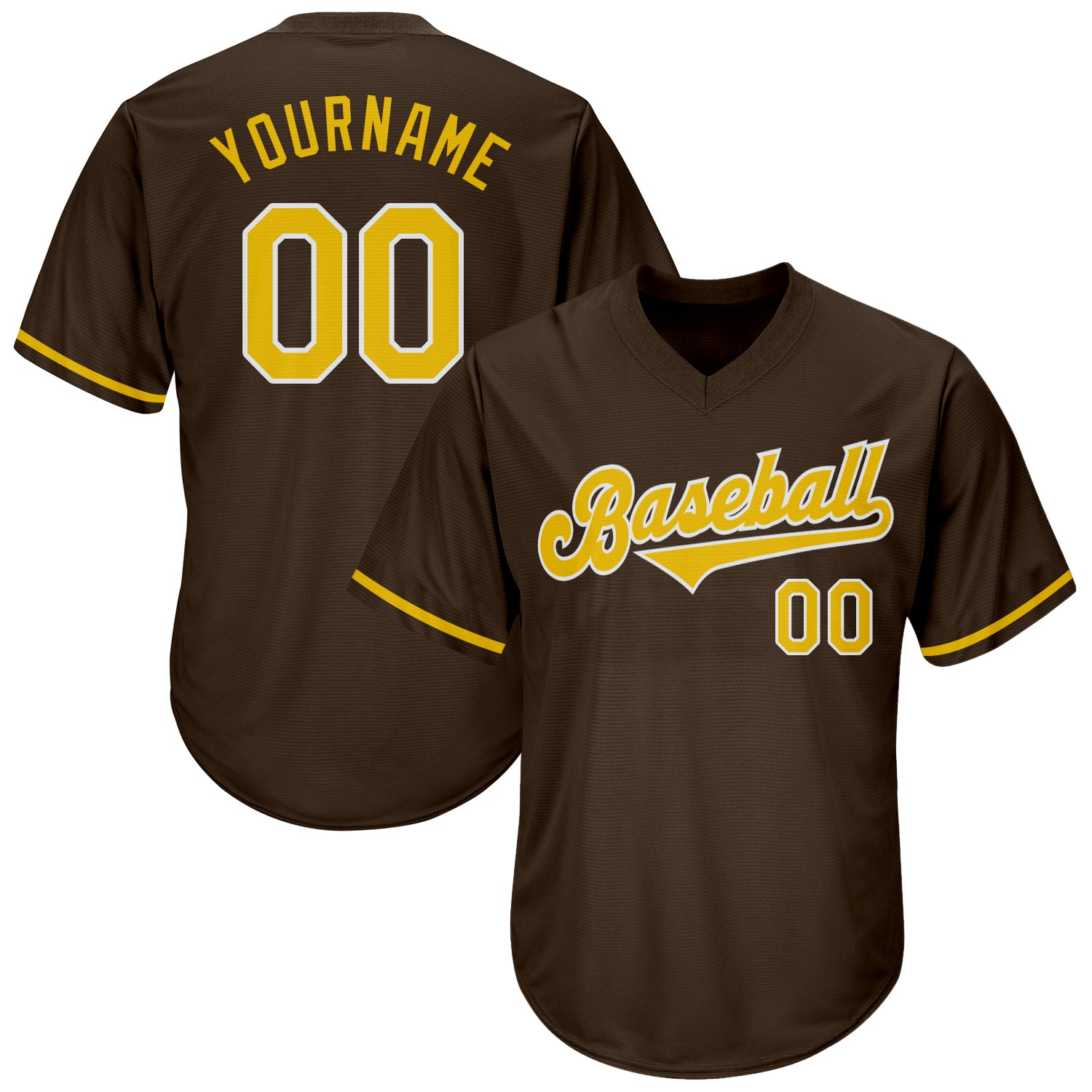 Custom Team White Baseball Authentic Brown Throwback Jersey Shirt Gold