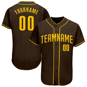 Custom Brown Gold Authentic Baseball Jersey