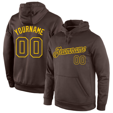 Custom Stitched Brown Brown-Gold Sports Pullover Sweatshirt Hoodie