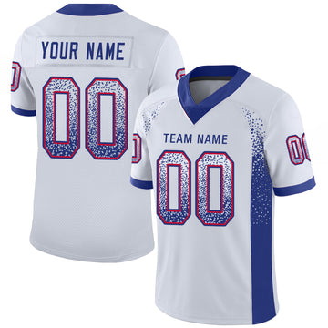 Custom White Royal-Red Mesh Drift Fashion Football Jersey - Jersey