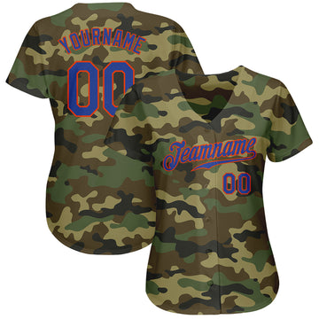 Custom Camo Royal-Orange Authentic Salute To Service Baseball Jersey