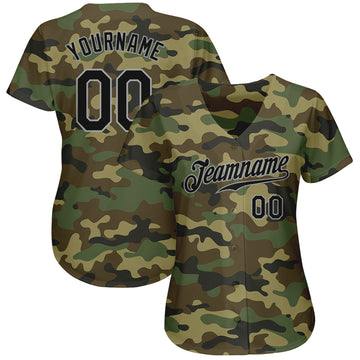 Custom Camo Black-Gray Authentic Salute To Service Baseball Jersey