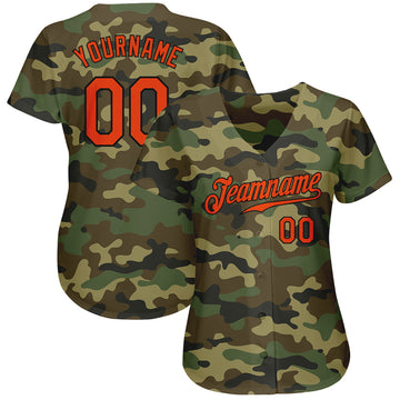 Custom Camo Orange-Black Authentic Salute To Service Baseball Jersey