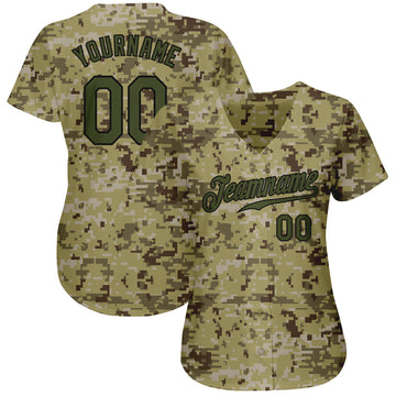 Custom Camo Olive-Black Authentic Salute To Service Baseball Jersey