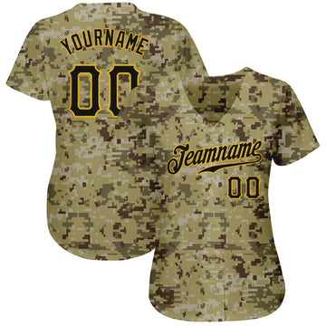 Custom Camo Black-Gold Authentic Salute To Service Baseball Jersey