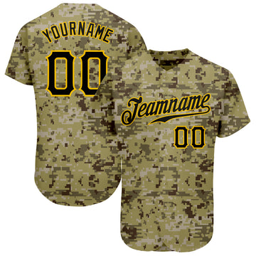 Custom Camo Black-Gold Authentic Salute To Service Baseball Jersey