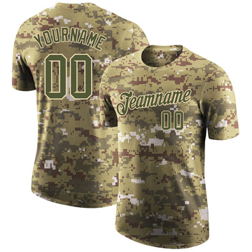 Custom Camo Olive-Cream Performance Salute To Service T-Shirt