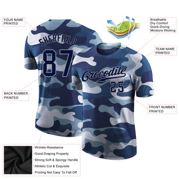 Custom Camo Navy-Gray Performance Salute To Service T-Shirt