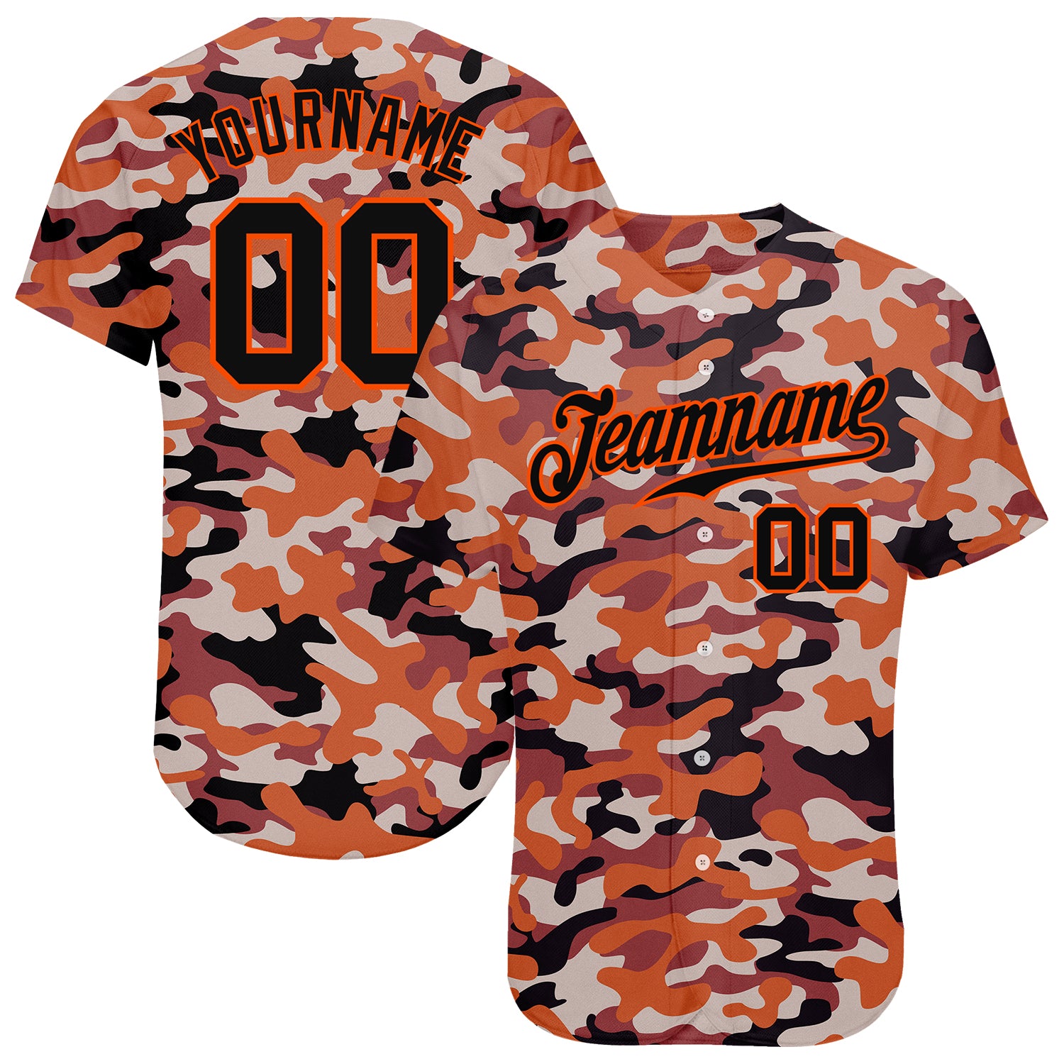 Custom Camo Black-Orange Authentic Salute To Service Baseball Jersey  Discount