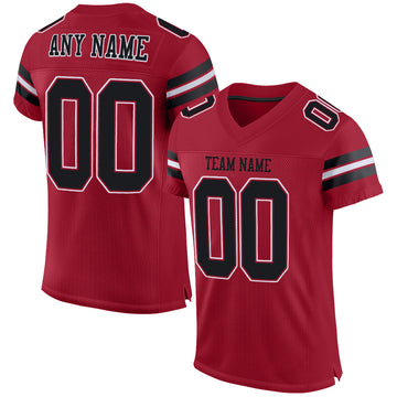 Custom Cardinal Black-White Mesh Authentic Football Jersey