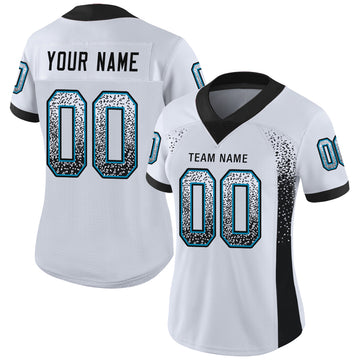 Custom White Black-Panther Blue Mesh Drift Fashion Football Jersey - Jersey