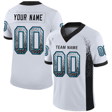 Custom White Black-Panther Blue Mesh Drift Fashion Football Jersey - Jersey