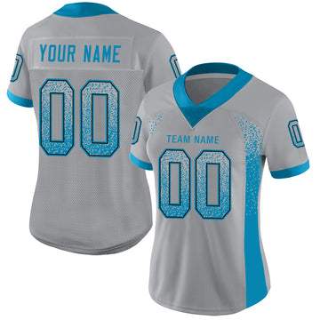 Custom Light Gray Panther Blue-Black Mesh Drift Fashion Football Jersey - Jersey