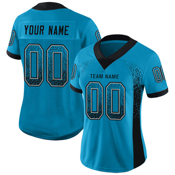 Custom Panther Blue Black-Gray Mesh Drift Fashion Football Jersey - Jersey