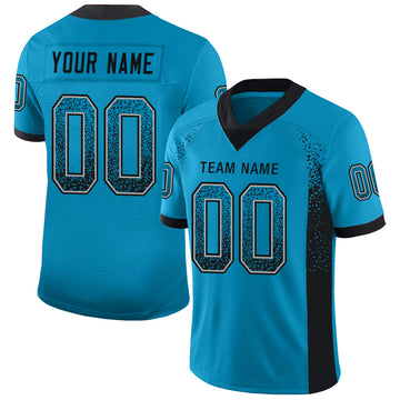 Custom Panther Blue Black-Gray Mesh Drift Fashion Football Jersey - Jersey