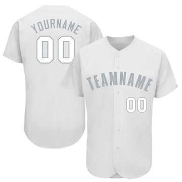 Custom White Gray Baseball Jersey - Jersey