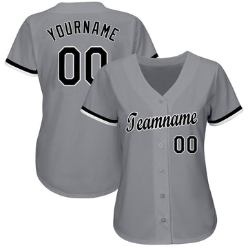 Custom Gray Black-White Baseball Jersey - Jersey
