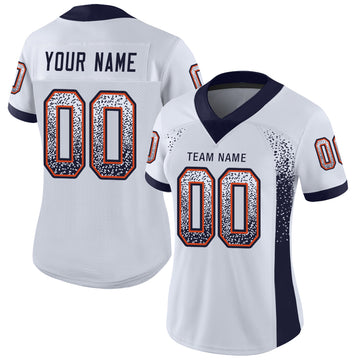 Custom White Navy-Orange Mesh Drift Fashion Football Jersey - Jersey