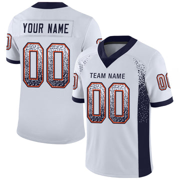 Custom White Navy-Orange Mesh Drift Fashion Football Jersey - Jersey