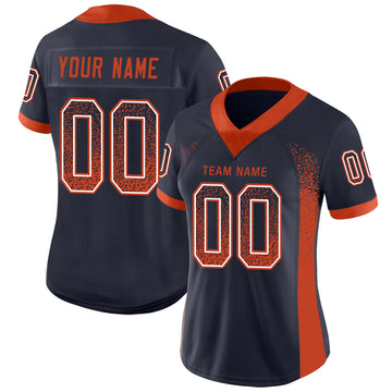 Custom Navy Orange-White Mesh Drift Fashion Football Jersey - Jersey