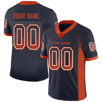 Custom Navy Orange-White Mesh Drift Fashion Football Jersey - Jersey