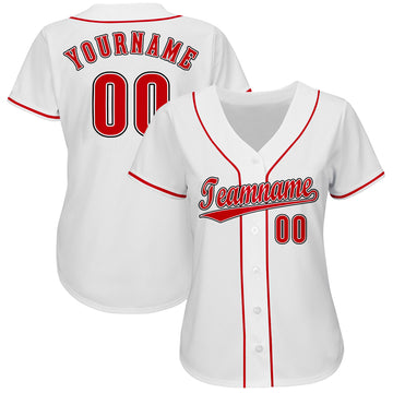 Custom White Red-Black Baseball Jersey - Jersey