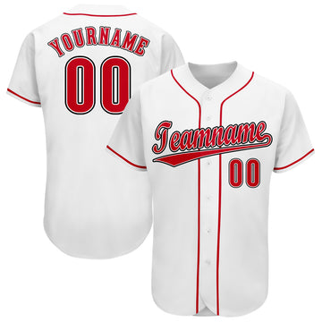 Custom White Red-Black Baseball Jersey - Jersey