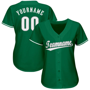 Custom Kelly Green White-Gray Baseball Jersey - Jersey