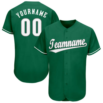 Custom Kelly Green White-Gray Baseball Jersey - Jersey