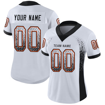 Custom White Black-Orange Mesh Drift Fashion Football Jersey - Jersey