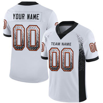 Custom White Black-Orange Mesh Drift Fashion Football Jersey - Jersey