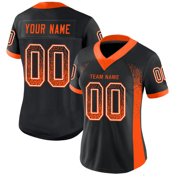 Custom Black Orange-White Mesh Drift Fashion Football Jersey - Jersey