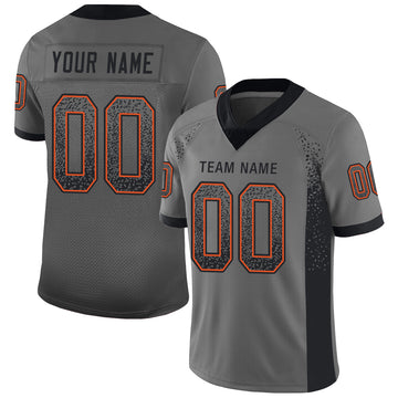 Custom Gray Black-Orange Mesh Drift Fashion Football Jersey - Jersey