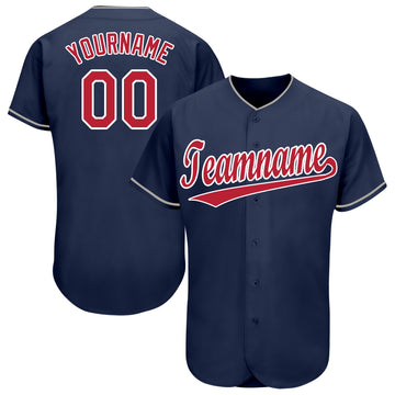 Custom Navy Red-White Baseball Jersey - Jersey