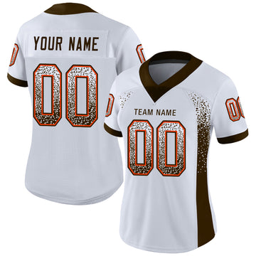 Custom White Brown-Orange Mesh Drift Fashion Football Jersey - Jersey