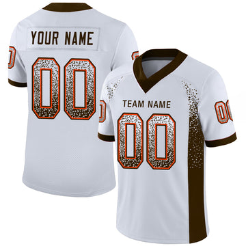 Custom White Brown-Orange Mesh Drift Fashion Football Jersey - Jersey