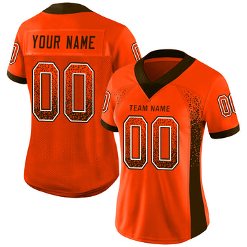 Custom Orange Brown-White Mesh Drift Fashion Football Jersey - Jersey