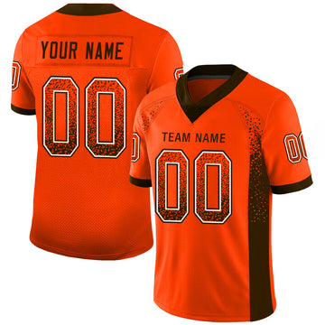 Custom Orange Brown-White Mesh Drift Fashion Football Jersey - Jersey