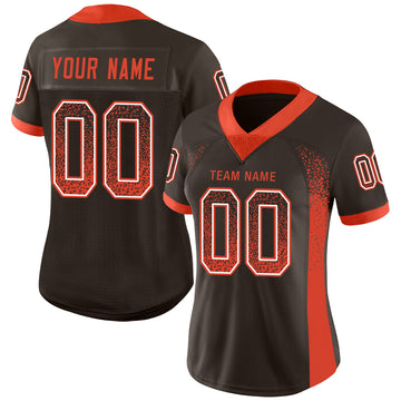 Custom Brown Orange-White Mesh Drift Fashion Football Jersey - Jersey