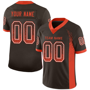 Custom Brown Orange-White Mesh Drift Fashion Football Jersey - Jersey