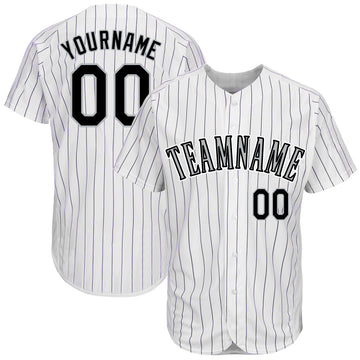 Custom White Purple Strip Black-Gray Baseball Jersey - Jersey