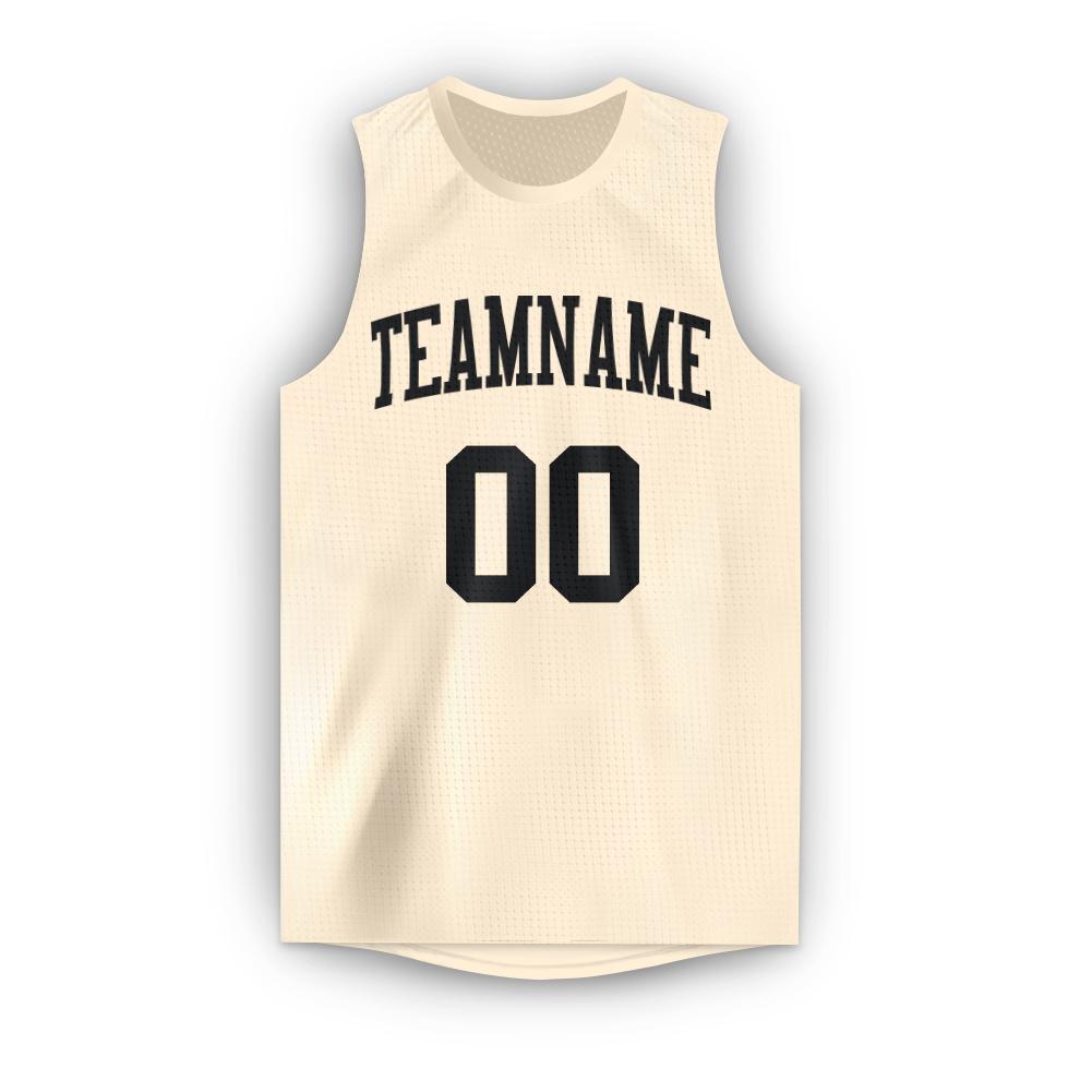 Aitrony Custom Cream Black Round Neck Basketball Jersey