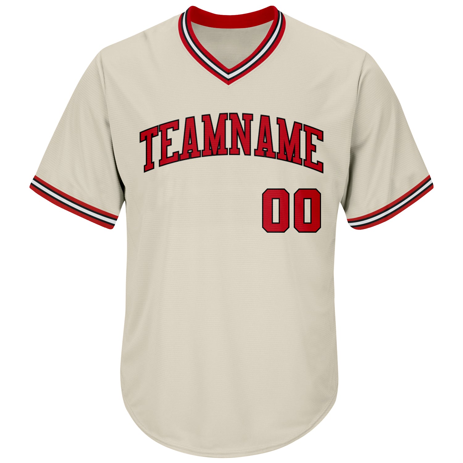 Custom Team Black Baseball Authentic Cream Throwback Shirt Red